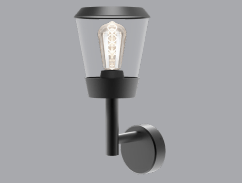 OV209127GY E27 Circular Wall Lantern With Clear Lens IP54 Grey